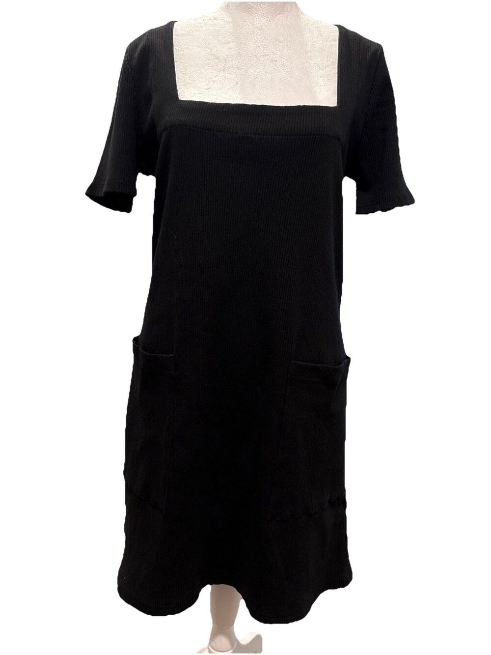 White Birch Ribbed With Pockets Short Sleeve Women’s Dress Small - Picture 2 of 6